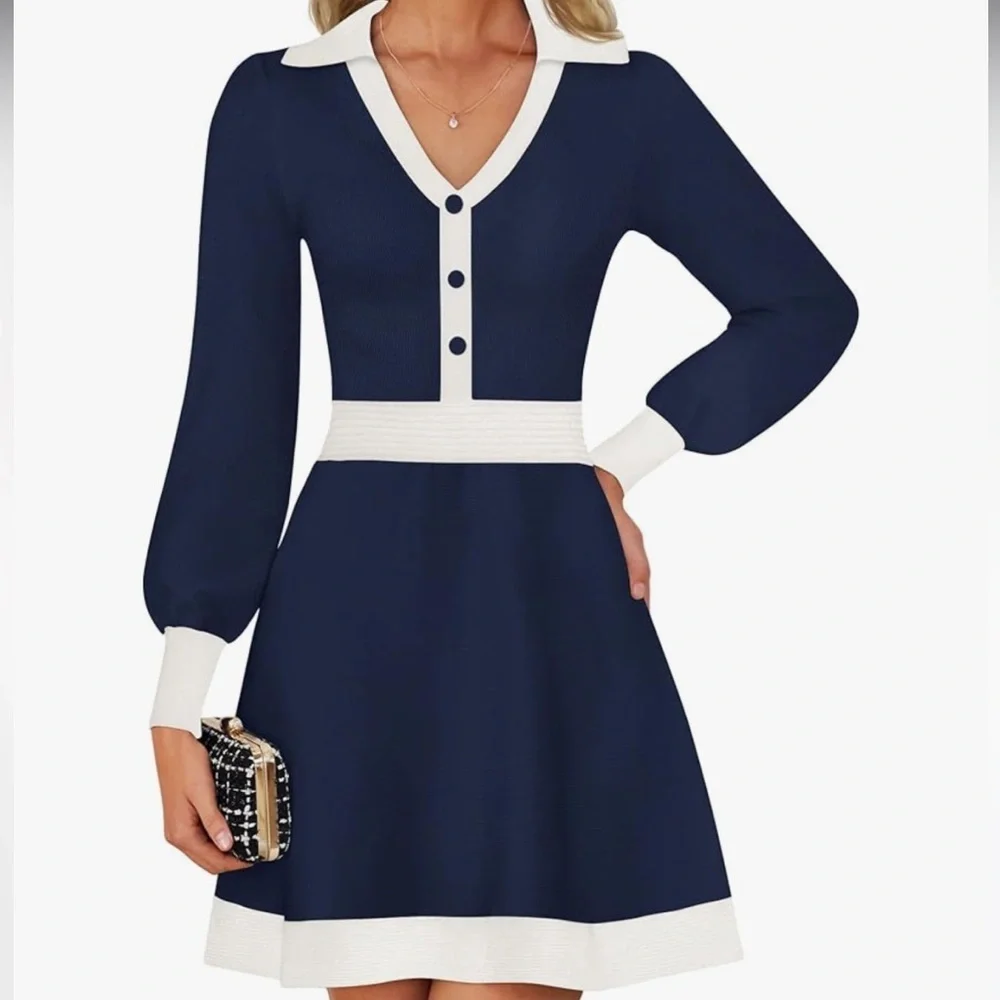 NWT ZESICA Long Sleeve V Neck Sweater Dress Sz XL Women - Picture 1 of 9